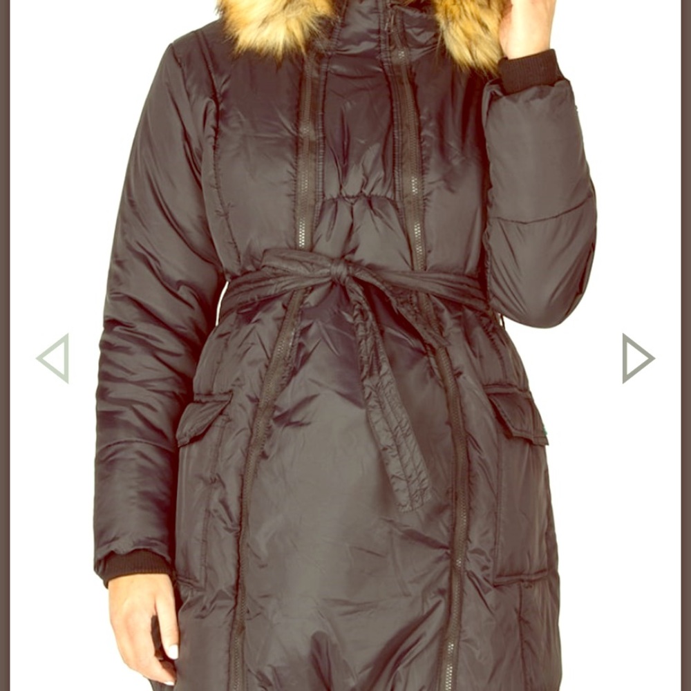 3 in 1 Maternity Coat; Quilted Mid-thigh Puffer